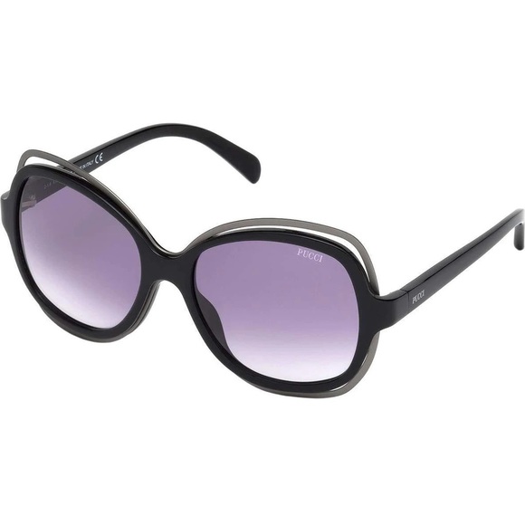 Authentic Emilio Pucci Sunglasses EP 56 black w/ gradient violet lenses - Picture 1 of 10